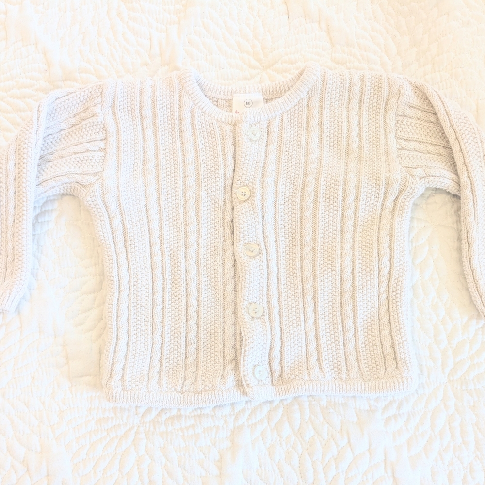 Hannah Anderson Oat Color Cable Knit Cardigan 2-3T